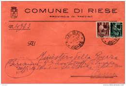 1945 LETTERA INTESTATA CON ANNULLO RIESE TREVISO - Marcophilie