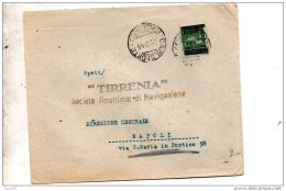 1945 LETTERA INTESTATA TIRRENIA DI NAVIGAZIONE CON ANNULLO CARLOFORTE CAGLIARI - Storia Postale