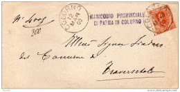 1900  LETTERA CON ANNULLO COLORNO PARMA DENTELLATURA SPOSTATA - Storia Postale