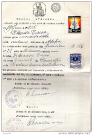 1935 CERTIFICATO CON MARCHE COMUNE D'ISCHIA NAPOLI - Vignetten (Erinnophilie)