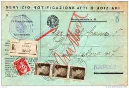 1937  LETTERA RACCOMANDATA CON ANNULLO BARRA   NAPOLI - Marcophilia