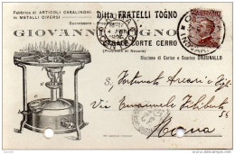 1926  CARTOLINA INTESTATA FABBRICA  DI ARTICOLI CASALINGHI  CASALE CORTE CERRO NOVARA - Poststempel