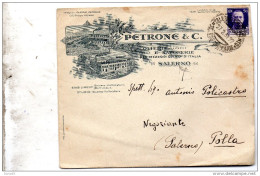 1931  LETTERA INTESTATA  PETRONE & C.  OLIERIE E SAPONERIA   CON ANNULLO SALERNO - Marcophilia