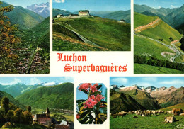 RECTO/VERSO - CPSM - LUCHON - VUE GENERALE - PLATEAU DE SUPERBAGNERES - SOMMET VALLEE DU LYS - TAMPON SUPERBAGNERES - Luchon