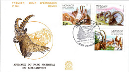 FDC Monaco,  Chamois, Moufflon, Ibex    /     Lettre De Première Jour, Chamois, Mouflon, Bouquetin - Selvaggina