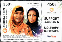 Armenia 2021 "Laureates Of “Aurora” Prize. Fartuun Adan And Ilwad Elman" 1v Zf Quality:100% - Armenia