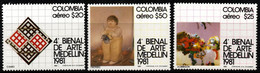 03- KOLUMBIEN - 1981- MI#:1470-1472- MNH- MEDELLIN ART BIENNIAL- MODERN ART PAINTINGS - Colombie