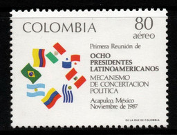 18- KOLUMBIEN - 1987 - MNH - MI#: 1712. LATINAMERICAN PRESIDENTS MEETING IN ACAPULCO - FLAGS - Kolumbien