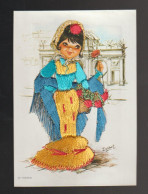 Carte Postale Fantaisie Brodée (63) - Original - Borduurwerk