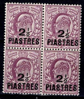 BRITISH LEVANT 1910 KING EDVARD VII BLOCK OF 4 MI No 34 MNH VF!! - British Levant