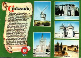 RECTO/VERSO - CPM - GUERANDE - CARTE ILLUSTREE - MOULIN - PORTE SAILLE / ST MICHEL / BIZIENNE - COLLEGIALE SAINT AUBIN - Guérande