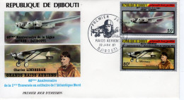 Djibouti FDC - 48e Anniversaire De La Ligne Istres-Djibouti - CHARLES LINDBERGH -  - 2v Envelope Prémier Jour - Aerei