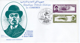 Comores FDC - Centenaire De La Naissance De ROLAND GARROS - ALBERTO SANTOS-DUMONT - 2v Envelope Prémier Jour - Airplanes