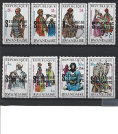 1975 RWANDA 668-75 ** Costumes, Surchargés Sécheresse - Nuevos