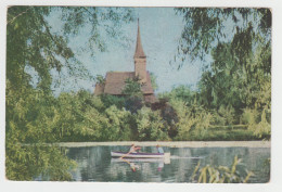 Romania Rumanien Roumanie 1959 Used Postal Stationery Bucuresti Stalin Garden Park Rowboat Boat Boot Wooden Church - Entiers Postaux