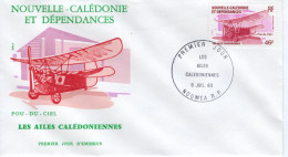 Nouvelle-Calédonie FDC - Les Ailes Calédoniennes - POU-DU-CIEL - 1v Envelope Prémier Jour - Vliegtuigen