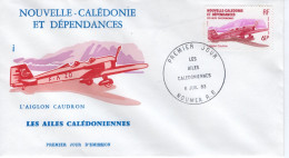 Nouvelle-Calédonie FDC - Les Ailes Calédoniennes - L'AIGLON CAUDRON - 1v Envelope Prémier Jour - Avions