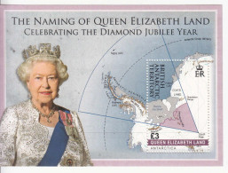 2013 British Antarctic Territory QEII Diamond Jubilee Maps Miniature Sheet Of 1 MNH - Ongebruikt