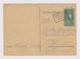 Hungary Ungarn 1930s Postal Stationery Card PSC 10F, Entier, Ganzsache, With Törökszentmiklós Rectangular Postmark (618) - Interi Postali