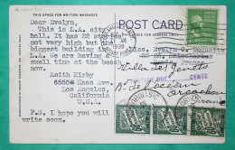 CARTE POSTALE POST CARD LOS ANGELES ETATS UNIS USA AMERICA ONE CENT FRANKLIN TAXE DUVAL 60C X3 1905 FRANCE - 1859-1959 Lettres & Documents