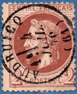 France 1862  2 C Cancelled Audrufco - 1863-1870 Napoléon III. Laure