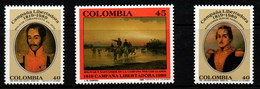 14- KOLUMBIEN - 1989 - MI#:1760-1762 - MNH- 170 YEARS OF THE LIBERATION CAMPAIGN - Colombie