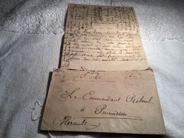 Lettre Manuscrite, Commandant Reboul 155 Régiment D’infanterie Puimisson  Montpellier, Hôpital Général, 19 Cents 15 - Manoscritti