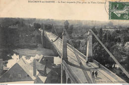 BEAUMONT-sur-SARTHE : Le Pont Suspendu (vue Prise Du Vieux Château) - Tres Bon Etat - Beaumont Sur Sarthe