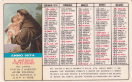 Calendarietto - Pia Opera Fratini E Missioni - Bologna - Anno 1974 - Tamaño Pequeño : 1971-80