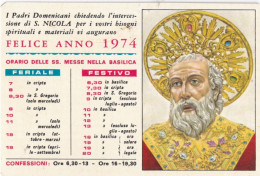 Calendarietto - Pontificio Bailica S.nicola - Pp.domenicani - Bari - Anno 1974 - Formato Piccolo : 1971-80