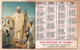 Calendarietto - San Giustino De Iacobis - Vescovo Missionario Vicenziano Apostolo Dell'etiopia - Anno 1976 - Formato Piccolo : 1971-80