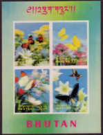 Bhutan 3-D Butterflies -  S/S  MNH - Unusual - Mariposas