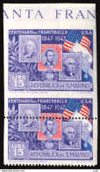 Centenario USA 15 L. Coppia  Varietà - Unused Stamps