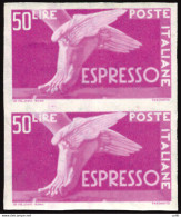 Espresso Lire 50 Democratica Varietà Non Dentellato - Variétés Et Curiosités