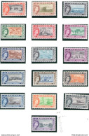 1954 BAHAMAS , 16 Valori , Regina Elisabetta , Stanley Gibbons N. 201/216 - MLH* - Sonstige & Ohne Zuordnung