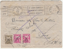 Taxe-rebuts  St Jean D'angely-Pons Enveloppe Nov 1949 - Used Stamps