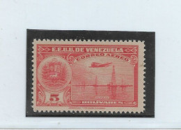 VENEZUELA 1947 OIL WELLS AND PLANE 5B SCARLET SC C235 MI 496 MNH - Venezuela