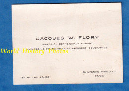 Carte De Visite Ancienne - PARIS 8e - Monsieur Jacques W. FLORY Compagnie Française Des Matiéres Colorantes - Généalogie - Cartes De Visite