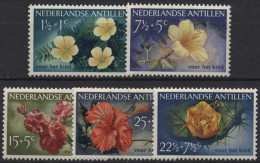 Niederländische Antillen 1955 Jugendwohlfahrt Blumen 43/47 Postfrisch - Curacao, Netherlands Antilles, Aruba