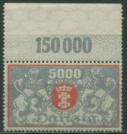 Danzig 1923 Großes Staatswappen Mit Oberrand (vorgefaltet) 122 OR Postfrisch - Neufs