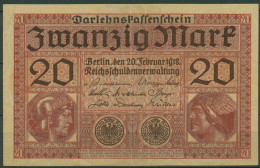 Dt. Reich 20 Mark 1918, DEU-62 Serie B, Leicht Gebraucht (K1521) - 20 Mark