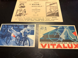 VITALUX Lot 2 CPA Et Un Buvard Lampe Dynamo Bicyclette Vélo Cyclisme Usine Hazebrouck - Publicité