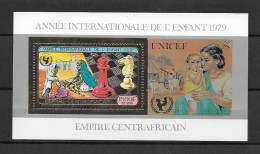 Centrafrique Central Africa Bloc Or Gold Echecs UNICEF ** - Chess