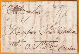 1757 - Marque Postale RHEIMS Reims Sur Lettre De 2 P Avec Facture Vers SAINT DIE En Lorraine, Vosges - Règne De Louis XV - ....-1700: Précurseurs