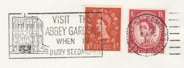 1966 Cover VISIT ABBEY GARDENS When In BURY ST EDMUNDS  Illus ABBEY GATE SLOGAN  Gb Stamps Religion Church - Cartas & Documentos