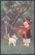 Artist Signed Colombo E. Girl Geisha Cat Serie 1982-3 Postcard HR2692 - Autres & Non Classés
