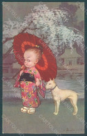 Artist Signed Colombo E. Girl Geisha Dog Serie 1982-4 Postcard HR2694 - Autres & Non Classés