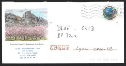 Almond Trees In Bloom. Pays De Crussol, Valence, France. Stationery Card With Football From The 1998 World Cup. - Protection De L'environnement & Climat