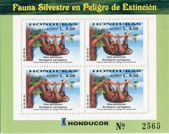 Lote H6, Honduras, 2004, Pliego, Sheet, Fauna En Peligro De Extincion, Oso Peresozo, Fauna In Danger Of Extinction, Bear - Honduras