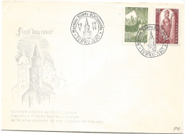 Finland   1955 800th Anniversary Of Christianity In Finland, Bishop Henrik, And Ship  Mi 439-440 FDC - Lettres & Documents